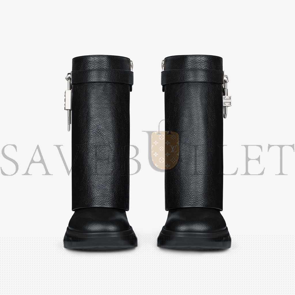 GIVENCHY SHARK LOCK BIKER ANKLE BOOTS IN GRAINED LEATHER BE604AE1XN-001